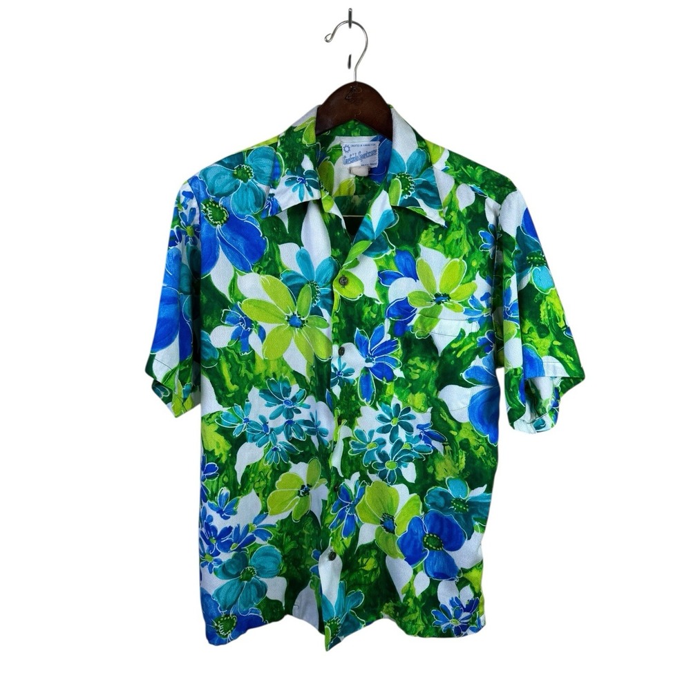 Vintage Surfside Sportswear Shirt Mens Large Floral Palms Hawaiian